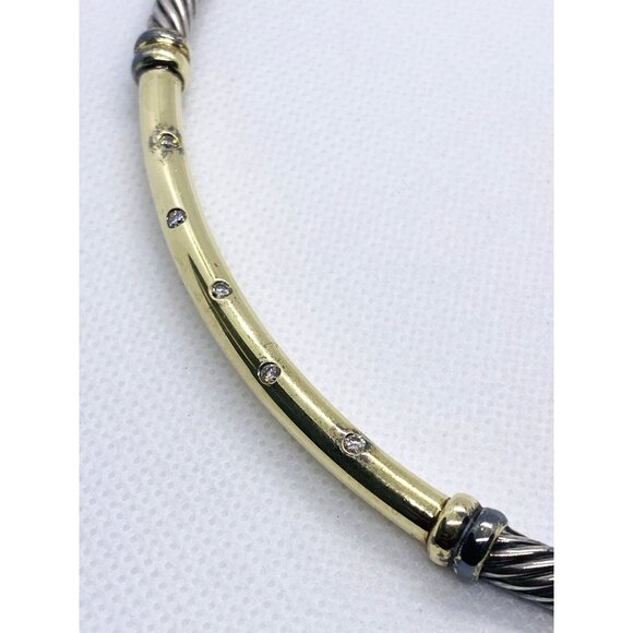 David Yurman Metro Diamond Cable 15.5" Choker Necklace Silver 14k Gold - Picture 11 of 11